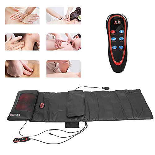 Colchoneta de masaje de cuerpo completo, Cojín de masaje Shiatsu vibrante, Colchón de masaje de compresión caliente, Cojín de masaje de cintura y cuello lumbar, Almohadilla de masaje aliviar(EU)