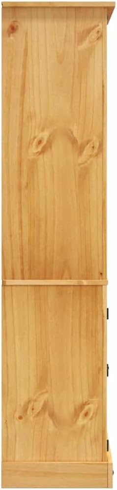 Brown Solid Pine Wood Side Cabinet 31.5x15.7x66.9 in Storage Cupboard with 2 Doors for Living Room, Durable Vertical Locker, Multi-Functional Home Storage Cabinet