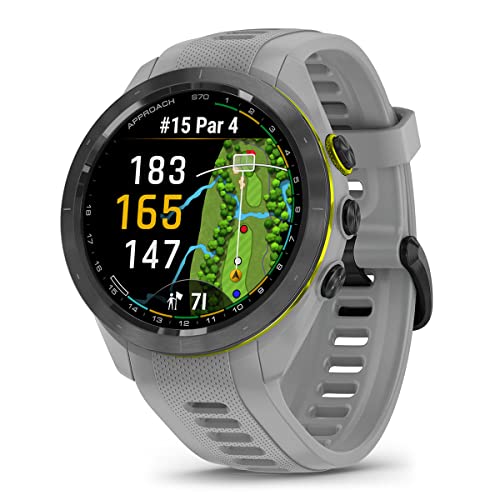 Image of Garmin Approach S70 (Gray, 42mm) Golf GPS Watch Bundle - AMOLED Display, Virtual Caddie & PlaysLike Distance - Includes PlayBetter 5000mAH Portable Charger & Screen Protectors (Renewed)