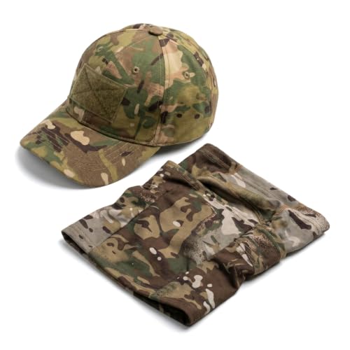 Image of Merzio Desert Camo Baseball Cap and Neck Gaiter Set, Tactical Camouflage Sun Hat with Cooling Face Cover Mask for Men Women, Breathable UV Protection for Fishing Hunting Cycling Outdoor Sports