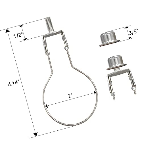 Lamp Shade Harp Holder Adapter Kit - Includes Finials And Lampshades Levellers To Keep Lamp Shade Hardware In Place Spring Clip For Light Bulb - 2 Pack (Nickel) #TOP2