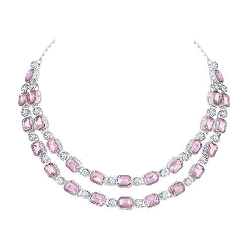 Image of Atasi International Double Layered Diamond Jewellery Set for Women | Necklace with Earrings for Party, Wedding, and Engagement