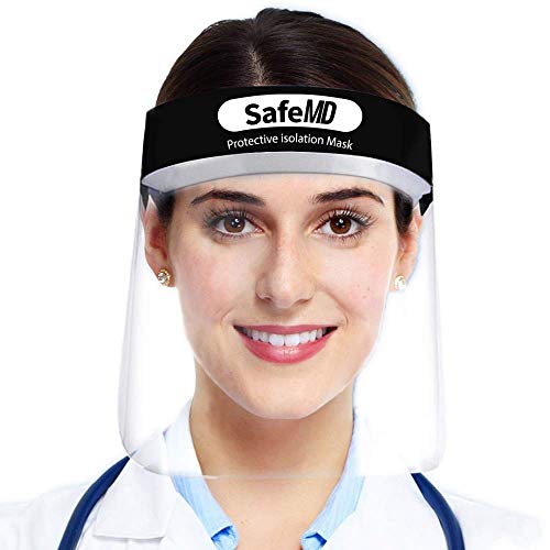 10 Pack Bio Mask Face Shield Clear Face Mask With Eye Shield| Plastic Anti Fog Mask Protection By SafeMD