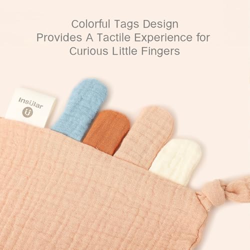 Image of insular Muslin Baby Lovey Security Blanket Soothing Towel (Green Cloud&Khaki Cloud)