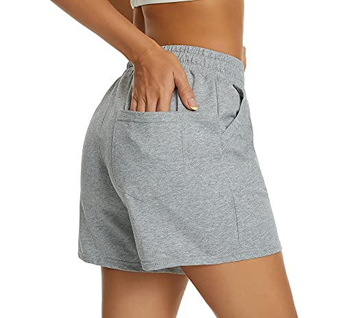 Tandisk SHORT8720-LIGHT GRAY S Women'S 5 Inch Athletic Bermuda Cotton Shorts Walking Sweat Jersey Long Shorts Casual Activewear thumb #1