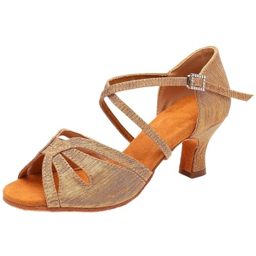 Dancing Shoes for Woman Latin Dance Shoes for Women Girls Modern Tango Salsa Ballroom Dancing Shoes Jazz Practice Shoes(5.5cm Brown-1,40)