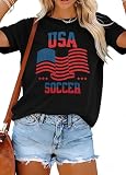 USA Soccer Shirt for Womens American Flag Soccer Season Mom Tops