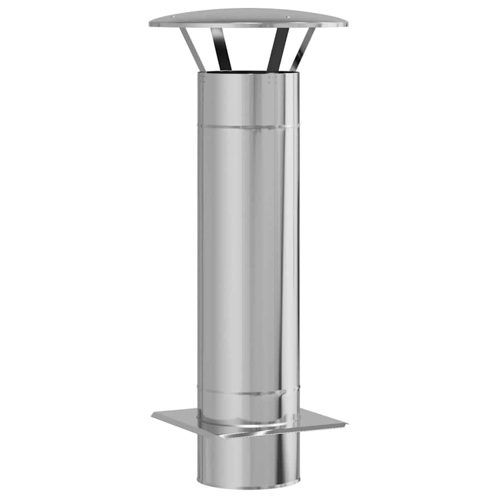 vidaXL Kaminverlängerung Silber 35 x 35 x 82 cm Edelstahl, Garten und Terrasse, Coole Kamin-Accessoires, wetterfester Schornstein, tragbare Heizverlängerung, Wärme im Freien