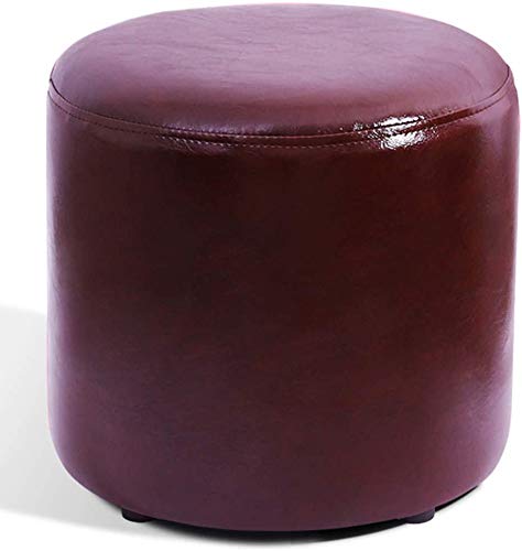 Pouf ottoman cube en cuir repose-pieds salon petit banc carré bois massif de 30cm