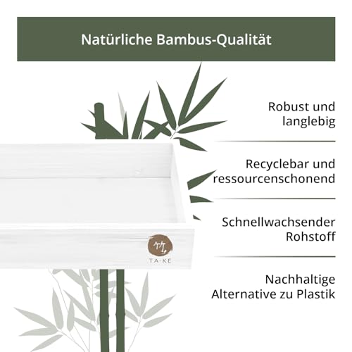 TAKE® 1-teilige Bambus Box weiß [27x15x5.5cm] - 100% Natur Bambus Aufbewahrungsbox Holzkiste für Küche, Büro und Bad Organizer, Aufbewahrungsbox für mehr Ordnung, Ordnungsbox (weiß)