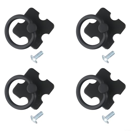 babominimer Tiradores de metal vintage con placa trasera cuadrada, pomos de aleación para cajones y tiradores de anillo para muebles de madera, cofre, armario o tocador, negro retro o plateado (4