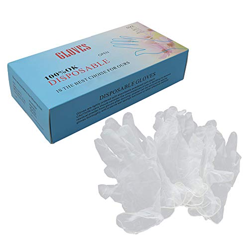 Gobesty Guantes de vinilo desechables medianos, 50 piezas Guantes de PVC desechables sin polvo, Guantes Desechables Mediano Sin Látex para limpieza diaria, cuidado del cabello para salón