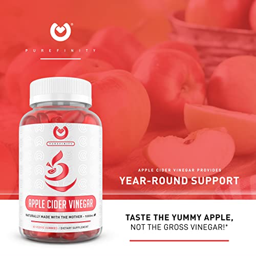 Purefinity Apple Cider Vinegar Gummies - Raw, Natural, Unfiltered Acv From The Mother - Gummy Alternative To Apple Cider Vinegar Capsules, Pills, Tablets - Detox, Cleanse & Immunity. #TOP1