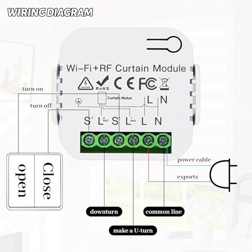 2 Piezas Interruptor Inalámbrica WiFi, con RF Remoto y Modo Receptor, Enrollador Persiana WiFi para Toldos y Persiana, Interruptor Inteligente, 433MHz Smart Home - imagen 5