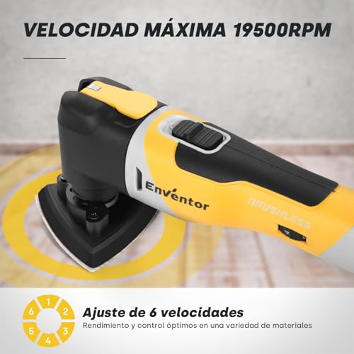 Miniatura 3 de Enventor Multiherramienta Oscilante, 20v Brushless 2.0ah Herramienta Multifunción Con 6 Velocidades, 12000-19500rpm, Cargador, 28 Accesorios, Herramientas Oscilantes Para Cortar, Lijar Y Pulido