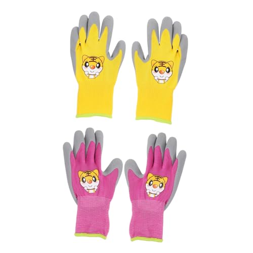 Toddmomy 2 Pairs Gardening Gloves Cartoon Design Thick Puncture Outdoor Gloves for Gardening Planting and Soil Digging Activities