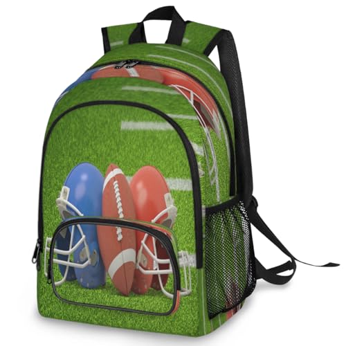 American Football und Helm-Rucksack, multifunktional, groß, für Schule, Büchertasche, Fußball, Reisen, lässig, Laptop, Tagesrucksack für Kinder, Jungen, Mädchen, Männer, Frauen, farbig, Big