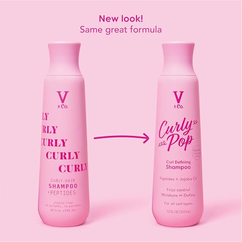 Image of V&CO. Curly Pop Curl Defining Shampoo - Sulfate Free & Paraben Free Moisturizing Hair Care with Peptides, Amino Acids & Jojoba Oil for Hydration, Frizz Control & Healthy Curls - 12 fl oz, (Pack of 2)