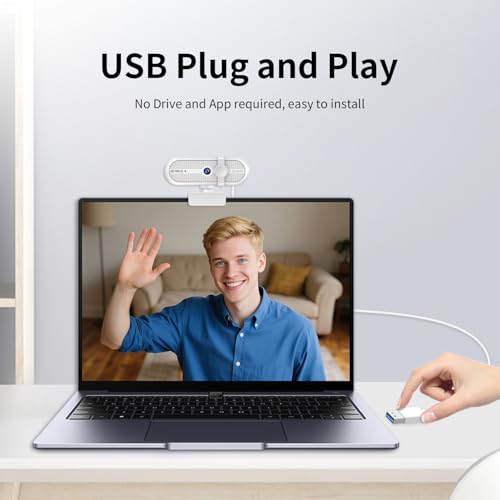 Webcam 2K USB avec micro intégré pour ordinateur et visioconférence
