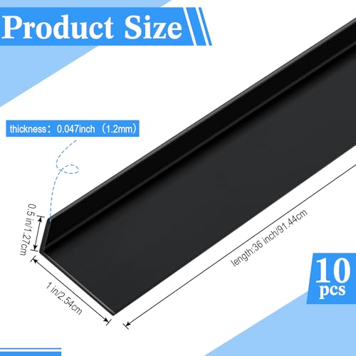 Image of Sasylvia 10 Pcs Wall Corner Protector Guards, 1 x 1 /2 x 36 Inches Avoid Scratching Scuffs, Black Vinyl Corner Trim Molding, Ease Install & Cleaning for Door Countertop Furniture Cabinet Protection