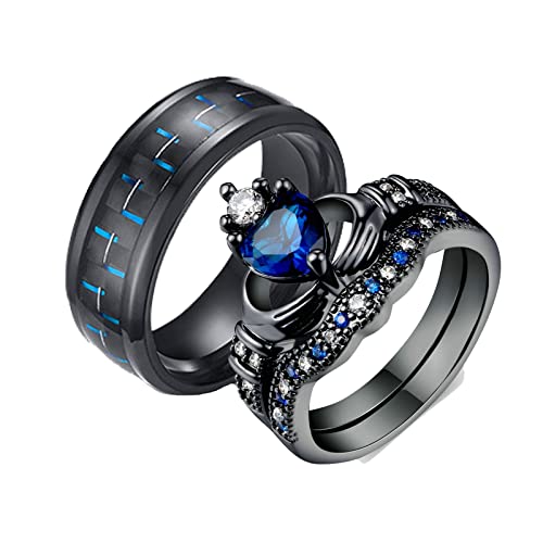 Bague unisexe en acier inoxydable anneau fibre de carbone KnSam pour mariage et couple de style