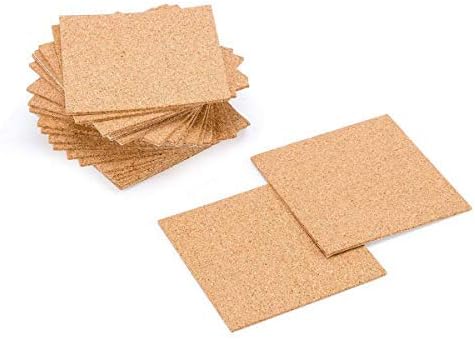 40 Pack Self-Adhesive Cork Coaster Squares Cork Mats Backing Sheets - 4"x 4" Mini Wall Cork Tiles for Coasters and DIY Crafts