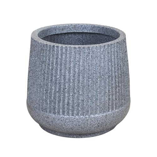 Image of BonKaso 12 Inch Audi Plant Pot for Indoor & Outdoor Use | Heavy Duty Durable Polymer Flower Pot Gamla | Lightweight Modern Planter for Living Room, Balcony, Terrace & Office Decor (Light Grey)