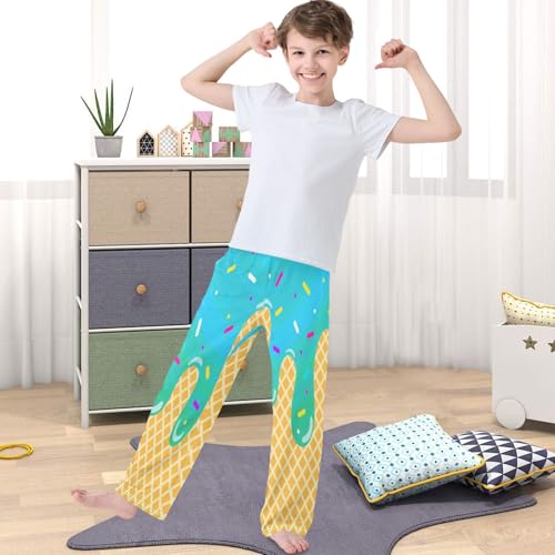 Boy's Pants Pale Green Ice Cream Jogger Pants Elastic Waist Long Bottoms Trousers with Pockets 6-14 Years4