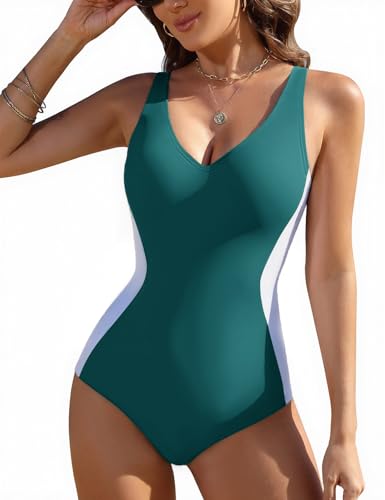 Nadeer Traje de Baño Una Pieza Mujer Bañador Reductores Cuello en V Push Up Sexy Vientre Plano Barriga Monokinis Swimsuit Piscinas de Playa