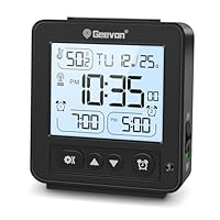 Geevon Small Digital Alarm Clock for Heavy Sleepers, Portable Travel Atomic Clock with Battery 2
