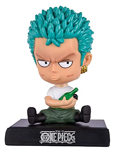 Image of AUGEN Super Hero Roronoa Zoro Action Figure Limited Edition One Piece Bobblehead with Mobile Holder for Car Dashboard, Office Desk & Study Table (Pack of 1)
