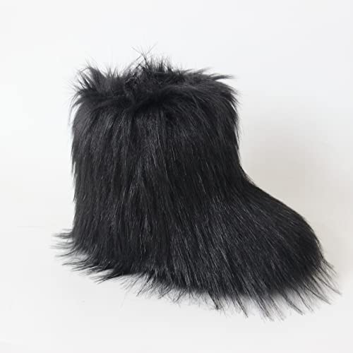 MH Bailment Boys Girls Cozy Plush Snow Boots Furry Fuzzy Fluffy Faux Fur Boots Winter Warm With Fur Lined Boots Soft Sole Outdoor Shoes for Little Kid3