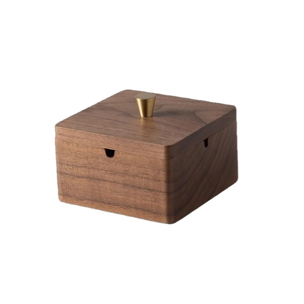Indoor Decorative Indoor Outdoor Square Wood Ashtray with Removable Stainless Steel Liner for Desktop