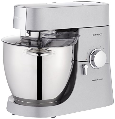 Robot de cuisine Kenwood KMM 06007 Major Titanium (avec bol en verre, plusieurs broyeurs, 2 bols en acier inoxydable) Argent