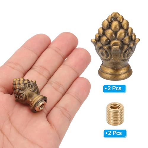 Image of PATIKIL 30 x 20mm /1.2 inch x 0.8 inch Lamp Finials Caps Knob, 2 Set Solid Lamp Shade Top Decoration Screw Cap Nuts with Brass Reducing Adapter for Table Lamps Floor Lamps, Gold Bronze