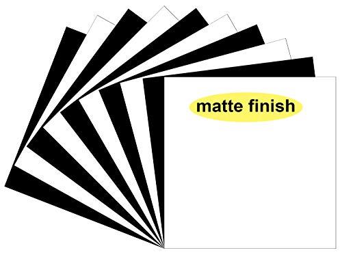 Matte Oracal 651 Vinyl Sheets, 10 Flat 12x12 Black & White (Matte Finish) Permanent Adhesive Vinyl Decal Sheets, for Indoor/Outdoor Marking, Lettering, Decorating,Window Graphics,Car Decals,Stickers