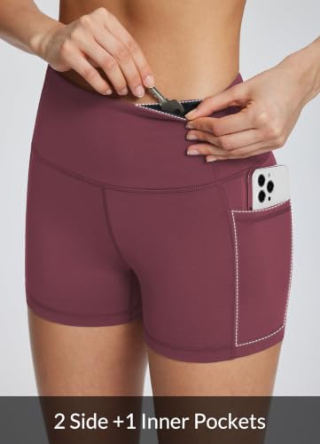 Image of baleaf Women's High Waist Biker Shorts with 3 Pockets
