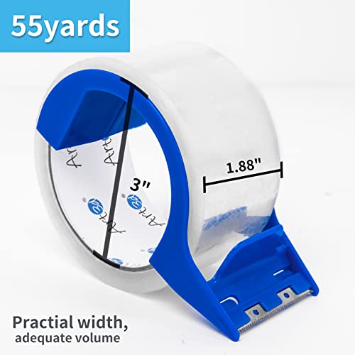 Art3D Clear Packing Tape 6 Rolls With Dispenser, Adhesive Packing Tape Refills, Carton Sealing Tape, Packaging Tape For Heavy Duty, Shipping, Sealing, Moving, Office, 1.88" X 55 Yds, 2 Mil Thick #TOP1