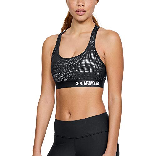 Under Armour Women's Mid-Crossback Supervent Sports Bra, Black (001)/White, X-Small