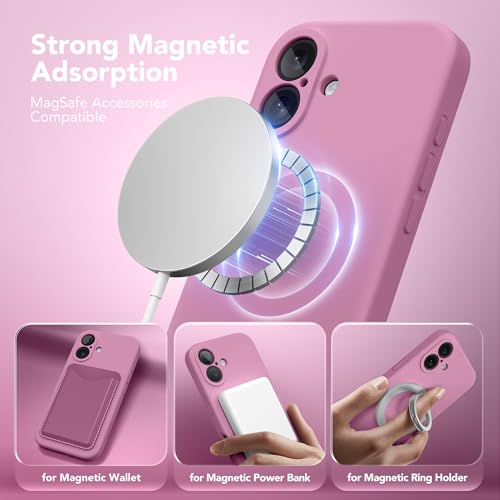 Image of Magnetic for iPhone 16 Plus Case, Compatible with MagSafe, [Full Camera Protection][Screen Protector] Silicone Shockproof Protective Phone Case for iPhone 16 Plus 6.7 inch, Blackcurrant