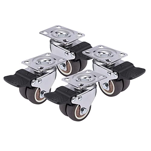 Roulettes pivotantes 2 pouces en caoutchouc souple robuste avec frein pour meuble bas