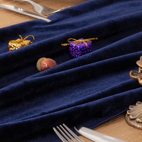 Image of MLMC Velvet Table Runner 10ft Luxury Velvet Fabric Elegant Table Decorations 20x120 Inches for Wedding Anniversary Romantic Dinner Holiday Kitchen and Dining Table Decor, 2 Pack, Navy Blue