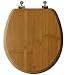 TOPSEAT Native Impression Round Toilet Seat w/Brushed Nickel Hinges, Natural Bamboo