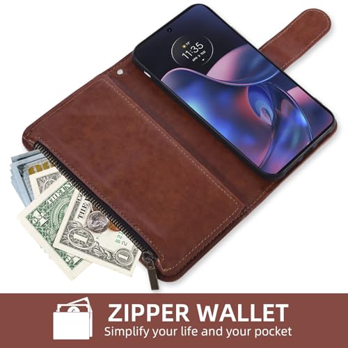 Funda Moto Edge 2022 tipo billetera con cristal templado anticaídas 5
