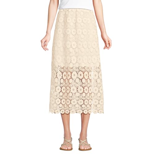 Lands' End Women's Lace Overlay Midi Skirt