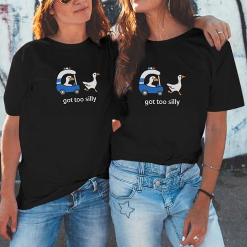Got Too Silly Goose T Shirt Funny Cute Shirts for Women Ducks Car Printed Graphic Tees Short Sleeve Summer2