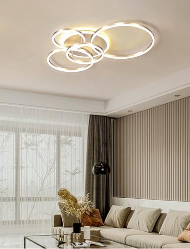 Plafonnier LED variable or 72W de 98cm pour illuminer le salon - 3