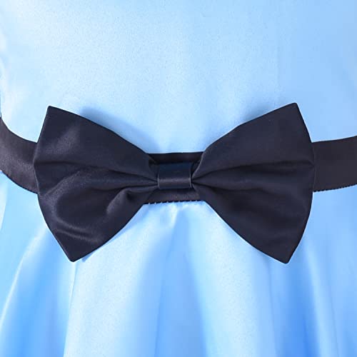 Sunny Fashion Girls Dress Blue Poker Cards Bow Collar Puffy Sleeve Swing4