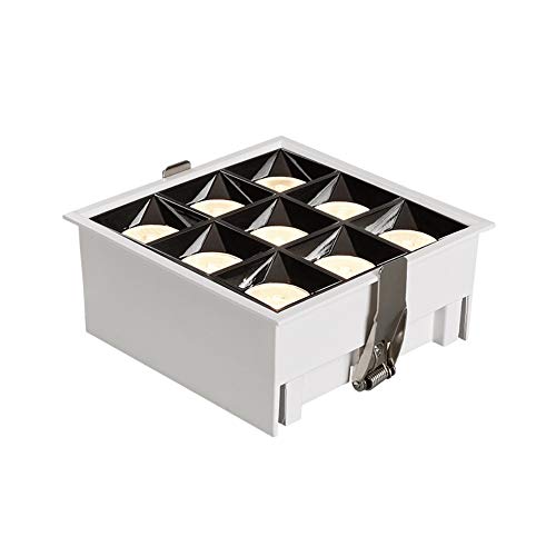Popertr 25W LED encastré carré Plafonnier 9 têtes Blanc CRI80 haut de rendu des couleurs LED encastré Spot place multi-tête Projecteur Accueil commercial Éclairage encastré Downlight (Color : 4000k)