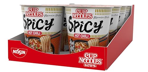 Nissin Cup Noodles Spicy 8er Pack Soup Style Instant-Nudeln japanischer Art mit Chilis geröstetem Sesam & Gemüse schnell im Becher zubereitet asiatisches Essen (8 x 66 g)